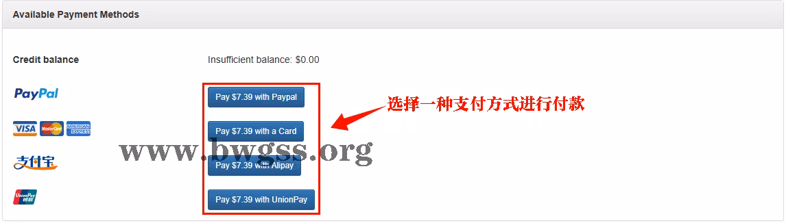 搬瓦工可用的支付方式（支付宝、PayPal、银联）