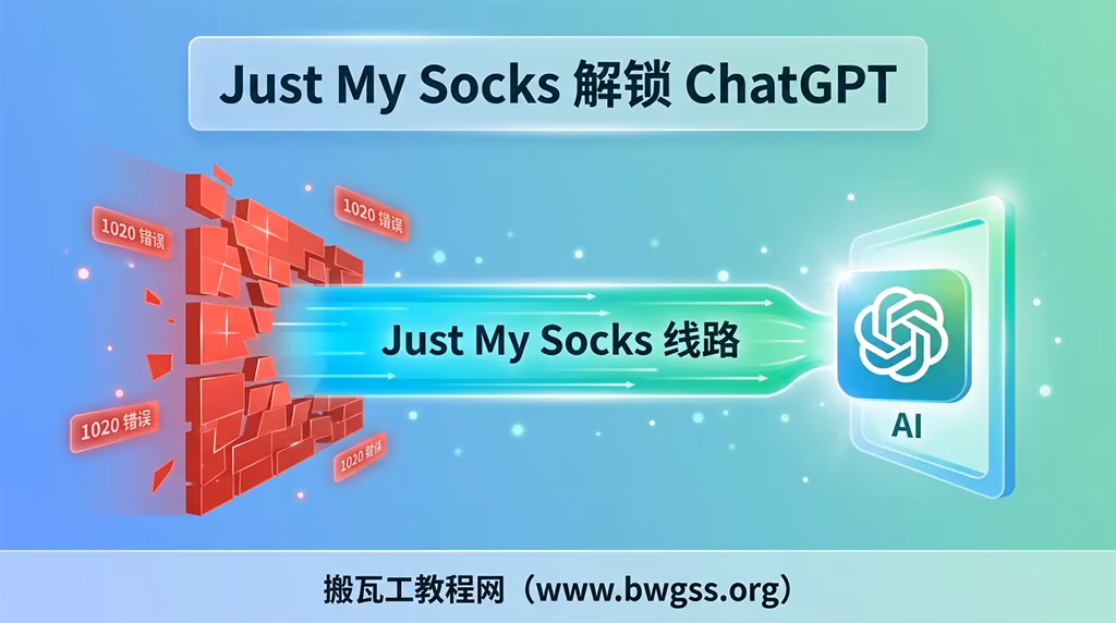 搬瓦工机场 Just My Socks 稳定解锁 ChatGPT 与 1020 错误排查防封指南