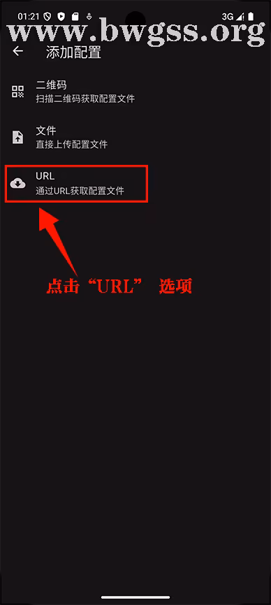 FlClash 安卓版选择 URL 导入