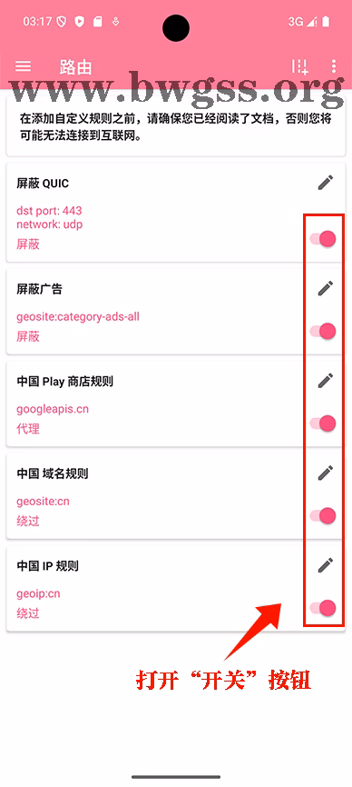 NekoBox 路由规则设置页面